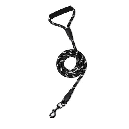 The Pet Factory Reflective Adjustable Pet Leash for Dogs| Durable and Comfortable| Strong Nylon with Padded Handle| Straps Dogs Perfect for Harness and Neck Collar Belts ((D-Shape) 1/3 inch x 4 feet