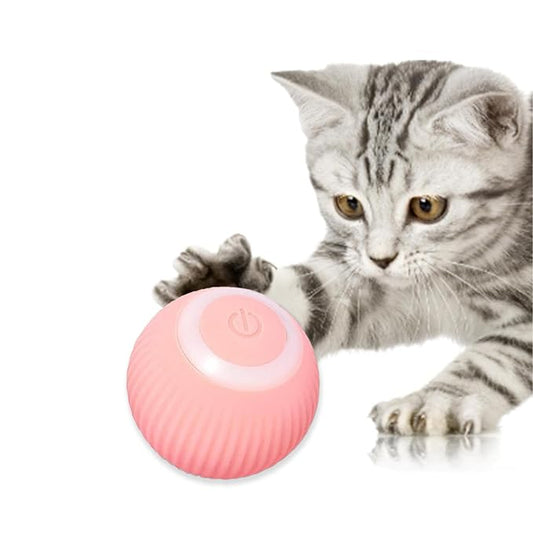 The Pet Factory Smart 360° Self-Rolling Cat Chasing Rotatable Flower Toy Ball with LED Lights, Type-C Rechargeable, Interactive Automatic Rotating Pet Silicone Toy for Kitten