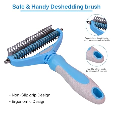 The Pet Factory Dog and Cat Grooming Kit, Self Cleaning Cat Comb Hair Brush for Indoor Cats, Dog Deshedding Brush, Pet Massaging Tool and Shedding Brush for Long or Medium Haired Dogs and Cats