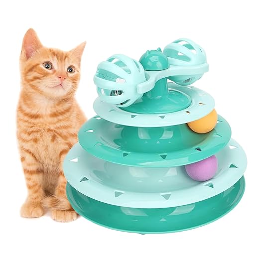 The Pet Factory (3 Layers) Tower Track Roller with Colorful Balls for Cats and Kittens | Turntable Puzzle Toy for Mental and Physical Exercise
