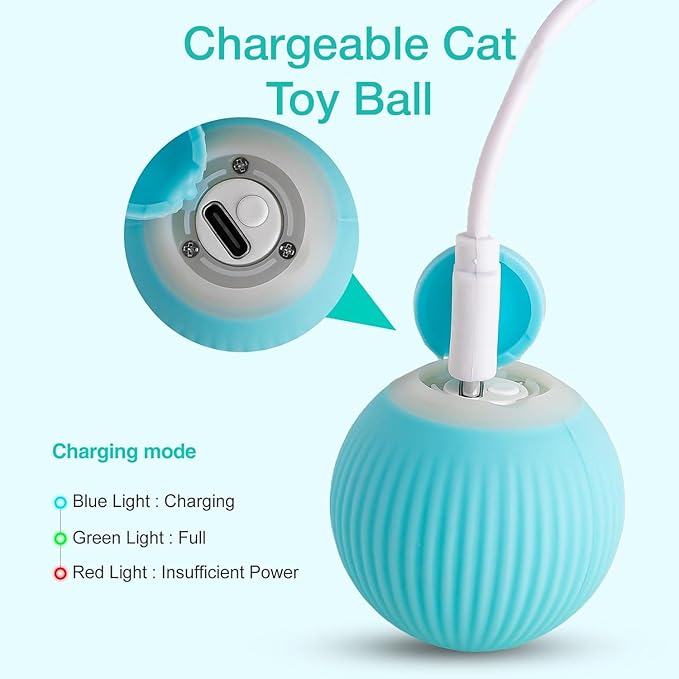 The Pet Factory Smart 360° Self-Rolling Cat Chasing Rotatable Flower Toy Ball with LED Lights, Type-C Rechargeable, Interactive Automatic Rotating Pet Silicone Toy for Kitten