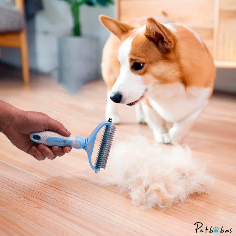 The Pet Factory Dog and Dog Brush Dogs Comb, 2 in 1 Deshedding Tool | Dematting Undercoat Rake for Mats & Tangles Removing | Dog Grooming Kit Deshedding Comb for Dogs | Great for Short to Long Hair Small Large Breed