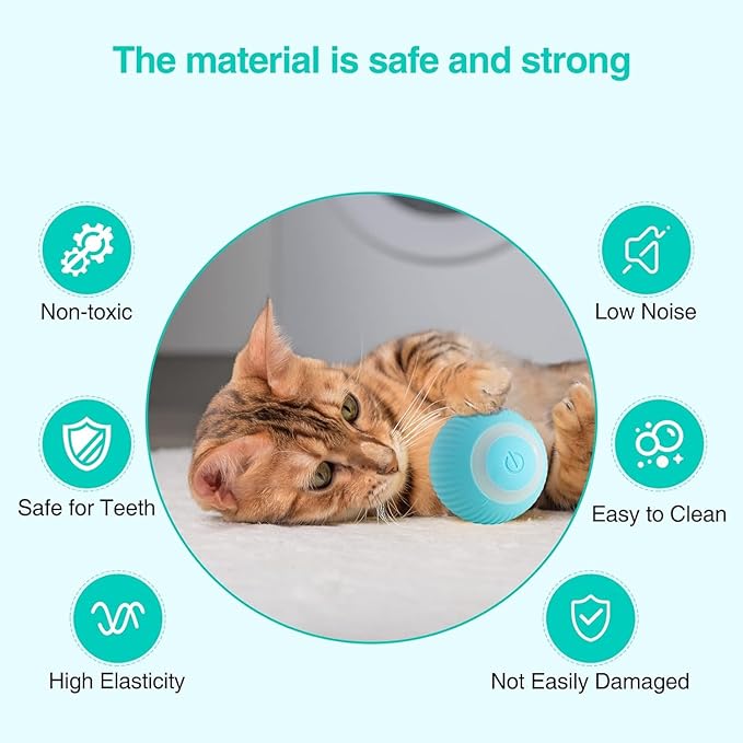 The Pet Factory Smart 360° Self-Rolling Cat Chasing Rotatable Flower Toy Ball with LED Lights, Type-C Rechargeable, Interactive Automatic Rotating Pet Silicone Toy for Kitten