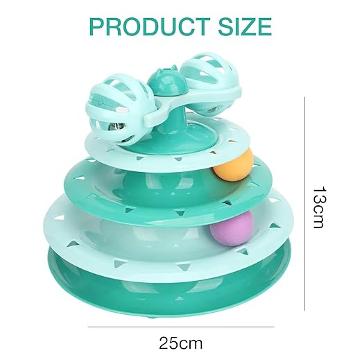 The Pet Factory (3 Layers) Tower Track Roller with Colorful Balls for Cats and Kittens | Turntable Puzzle Toy for Mental and Physical Exercise