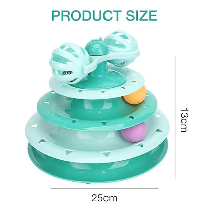 The Pet Factory (3 Layers) Tower Track Roller with Colorful Balls for Cats and Kittens | Turntable Puzzle Toy for Mental and Physical Exercise