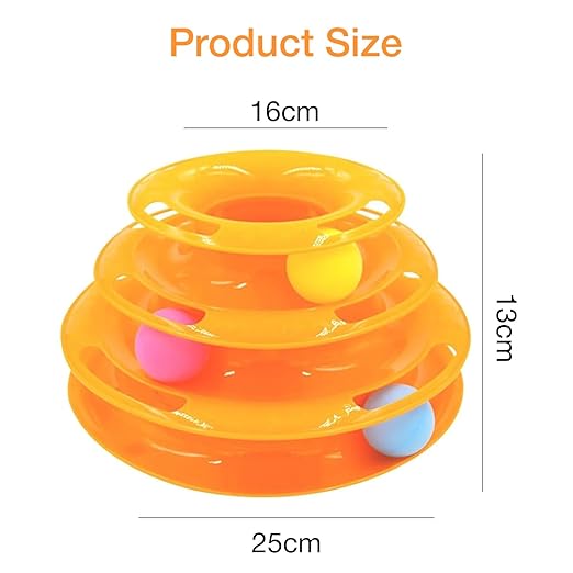 The Pet Factory (3 Layers) Tower Track Roller with Colorful Balls for Cats and Kittens | Turntable Puzzle Toy for Mental and Physical Exercise