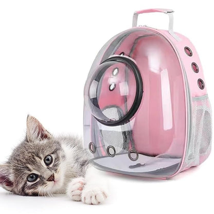 The Pet Factory Cat Carrier Backpack | Breathable Travel Bag for Cats & Small Pets | Portable Pet Backpack with Mesh Windows, Safety Zippers & Padded Straps | Ideal for Hiking, Travel & Vet Visits (Pink)