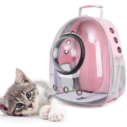 The Pet Factory Cat Carrier Backpack | Breathable Travel Bag for Cats & Small Pets | Portable Pet Backpack with Mesh Windows, Safety Zippers & Padded Straps | Ideal for Hiking, Travel & Vet Visits (Pink)