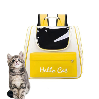 The Pet Factory Cat Carrier Backpack | Breathable Travel Bag for Cats & Small Pets | Portable Pet Backpack with Mesh Windows, Safety Zippers & Padded Straps | Ideal for Hiking, Travel & Vet Visits (Yellow)