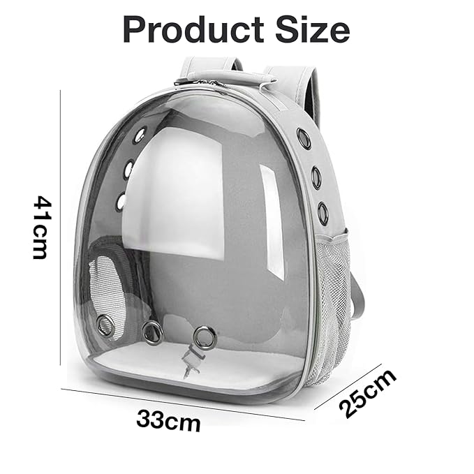 The Pet Factory Cat Carrier Backpack | Breathable Travel Bag for Cats & Small Pets | Portable Pet Backpack with Mesh Windows, Safety Zippers & Padded Straps | Ideal for Hiking, Travel & Vet Visits (Grey)