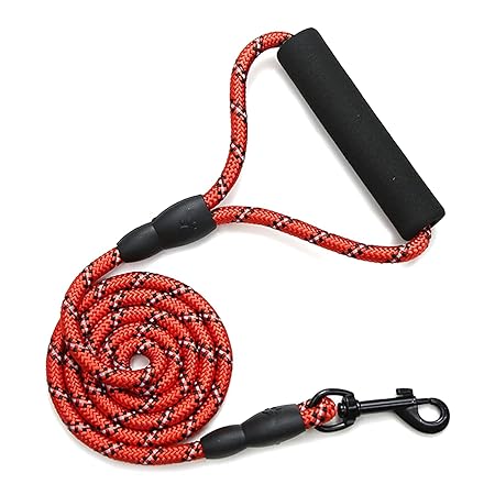 The Pet Factory Reflective Adjustable Pet Leash for Dogs| Durable and Comfortable| Strong Nylon with Padded Handle| Straps Dogs Perfect for Harness and Neck Collar Belts ((D-Shape) 1/3 inch x 4 feet