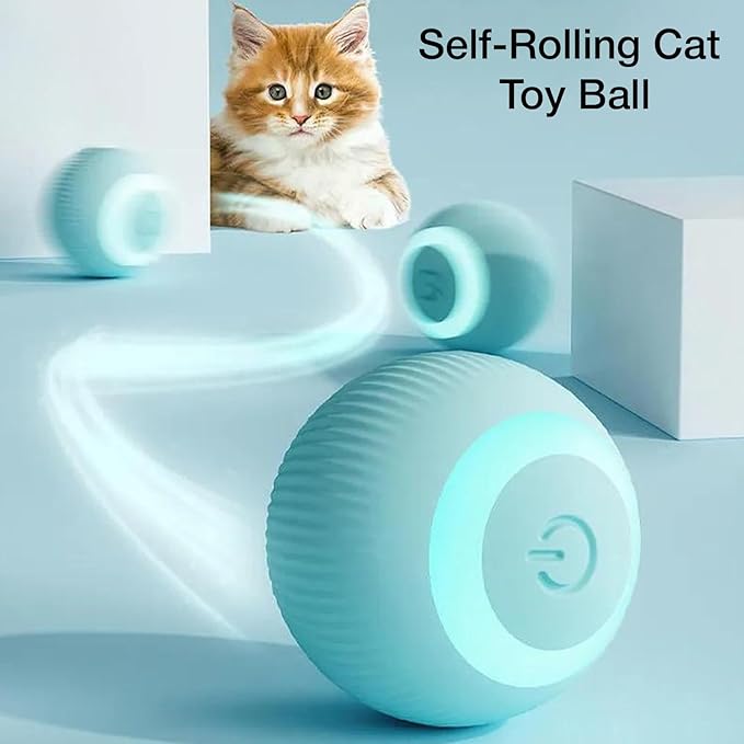 The Pet Factory Smart 360° Self-Rolling Cat Chasing Rotatable Flower Toy Ball with LED Lights, Type-C Rechargeable, Interactive Automatic Rotating Pet Silicone Toy for Kitten