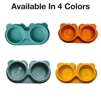 The Pet Factory Bowl 2 in 1 | Teddy Bear Shaped Cute Feeding Bowl | Dog Cat Feeder for Food and Water | Durable Easy to Clean