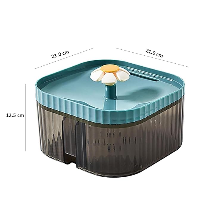 The Pet Factory Automatic Pet Water Fountain for Cats and Dogs Ultra-Quiet| BPA-Free and Easy to Clean - 2.5L Capacity with Flower Design and Filter System| Encourages Hydration and Fresh Water Flow