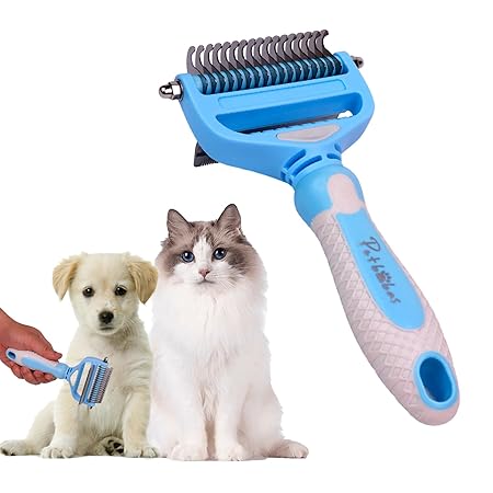 The Pet Factory Dog and Dog Brush Dogs Comb, 2 in 1 Deshedding Tool | Dematting Undercoat Rake for Mats & Tangles Removing | Dog Grooming Kit Deshedding Comb for Dogs | Great for Short to Long Hair Small Large Breed