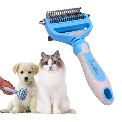 The Pet Factory Dog and Dog Brush Dogs Comb, 2 in 1 Deshedding Tool | Dematting Undercoat Rake for Mats & Tangles Removing | Dog Grooming Kit Deshedding Comb for Dogs | Great for Short to Long Hair Small Large Breed