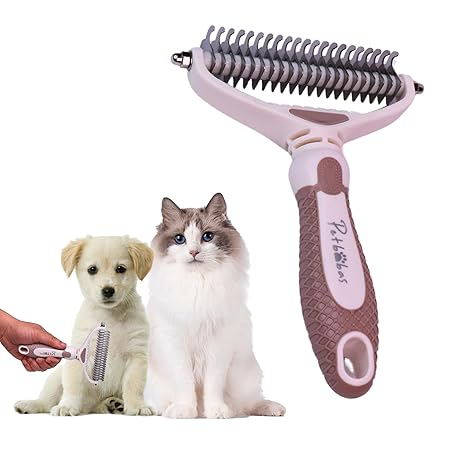 The Pet Factory Dog and Cat Grooming Kit, Self Cleaning Cat Comb Hair Brush for Indoor Cats, Dog Deshedding Brush, Pet Massaging Tool and Shedding Brush for Long or Medium Haired Dogs and Cats