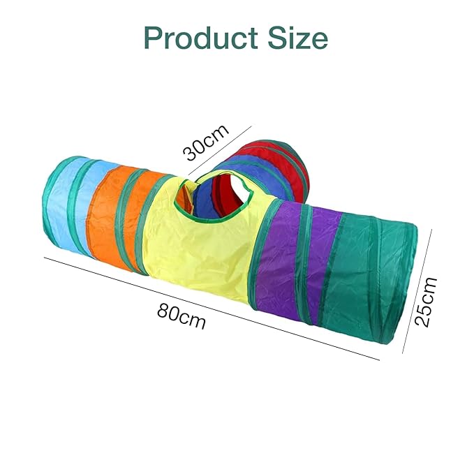 The Pet Factory 3-Way Pet Tunnels and Activity Toys for Small Animals, Collapsible Rainbow Tunnel with Hanging Ball for Guinea Pig, Ferret, Rabbit