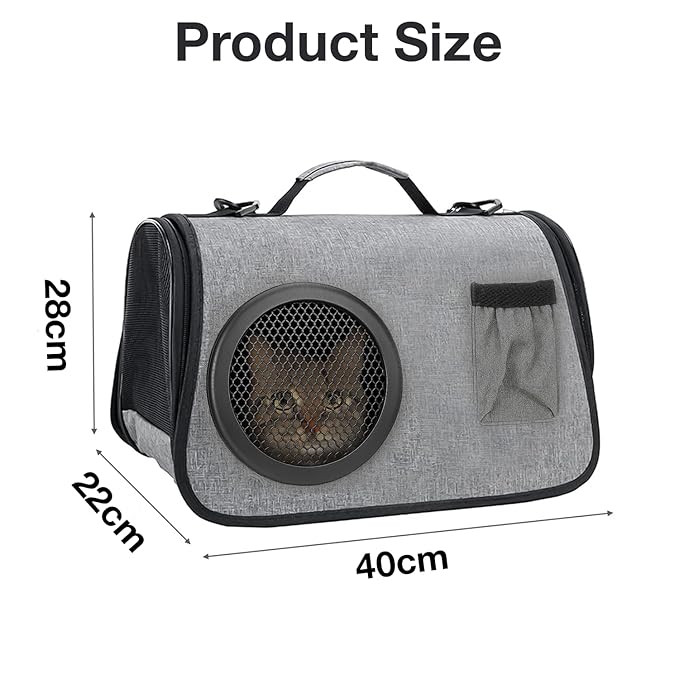 The Pet Factory Cat Travel Carrier Bag Blue | Portable Pet Carrier for Cats & Small Dogs | Rectangular Shape with Mesh Ventilation, Shoulder Strap & Safety Zippers | Ideal for Travel, Vet Visits & Car Rides
