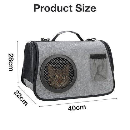 The Pet Factory Cat Travel Carrier Bag Blue | Portable Pet Carrier for Cats & Small Dogs | Rectangular Shape with Mesh Ventilation, Shoulder Strap & Safety Zippers | Ideal for Travel, Vet Visits & Car Rides