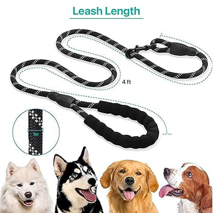 The Pet Factory Reflective Adjustable Pet Leash for Dogs and Cats| Durable and Comfortable| Strong Nylon with Padded Handle| Straps Dogs Perfect for Harness and Neck Collar Belts (1/3 inch x 4 feet,