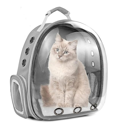 The Pet Factory Cat Carrier Backpack | Breathable Travel Bag for Cats & Small Pets | Portable Pet Backpack with Mesh Windows, Safety Zippers & Padded Straps | Ideal for Hiking, Travel & Vet Visits (Grey)