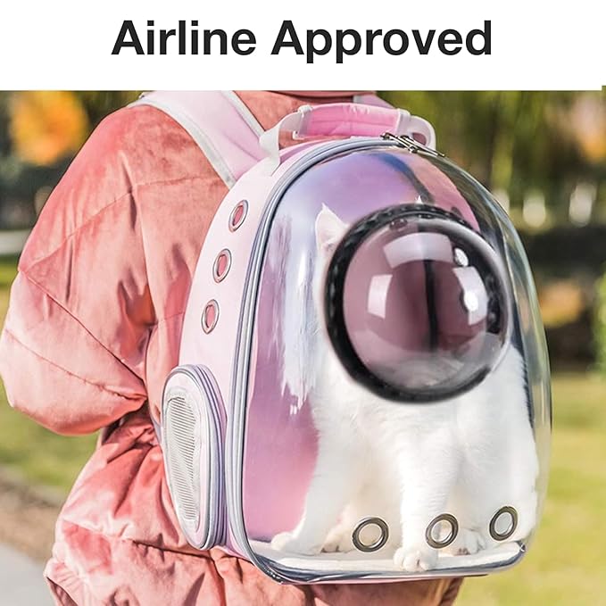 The Pet Factory Cat Carrier Backpack | Breathable Travel Bag for Cats & Small Pets | Portable Pet Backpack with Mesh Windows, Safety Zippers & Padded Straps | Ideal for Hiking, Travel & Vet Visits (Pink)