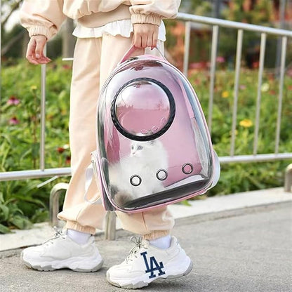 The Pet Factory Cat Carrier Backpack | Breathable Travel Bag for Cats & Small Pets | Portable Pet Backpack with Mesh Windows, Safety Zippers & Padded Straps | Ideal for Hiking, Travel & Vet Visits (Pink)