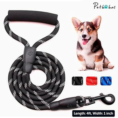The Pet Factory Reflective Adjustable Pet Leash for Dogs| Durable and Comfortable| Strong Nylon with Padded Handle| Straps Dogs Perfect for Harness and Neck Collar Belts ((D-Shape) 1/3 inch x 4 feet