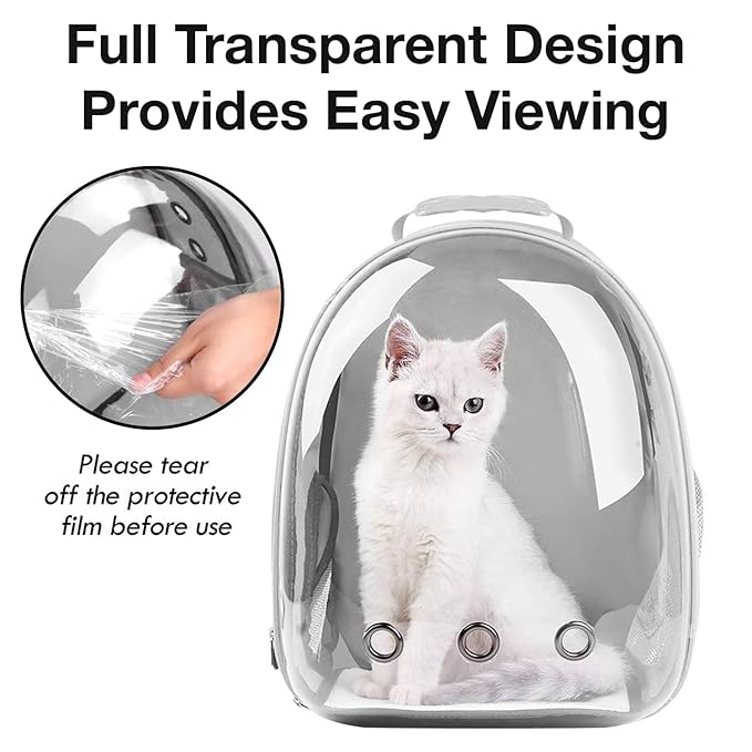 The Pet Factory Cat Carrier Backpack | Breathable Travel Bag for Cats & Small Pets | Portable Pet Backpack with Mesh Windows, Safety Zippers & Padded Straps | Ideal for Hiking, Travel & Vet Visits (Grey)