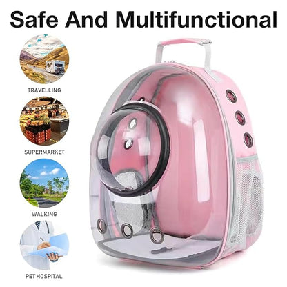 The Pet Factory Cat Carrier Backpack | Breathable Travel Bag for Cats & Small Pets | Portable Pet Backpack with Mesh Windows, Safety Zippers & Padded Straps | Ideal for Hiking, Travel & Vet Visits (Pink)