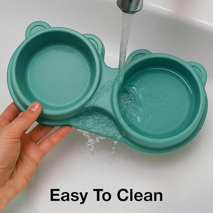 The Pet Factory Bowl 2 in 1 | Teddy Bear Shaped Cute Feeding Bowl | Dog Cat Feeder for Food and Water | Durable Easy to Clean