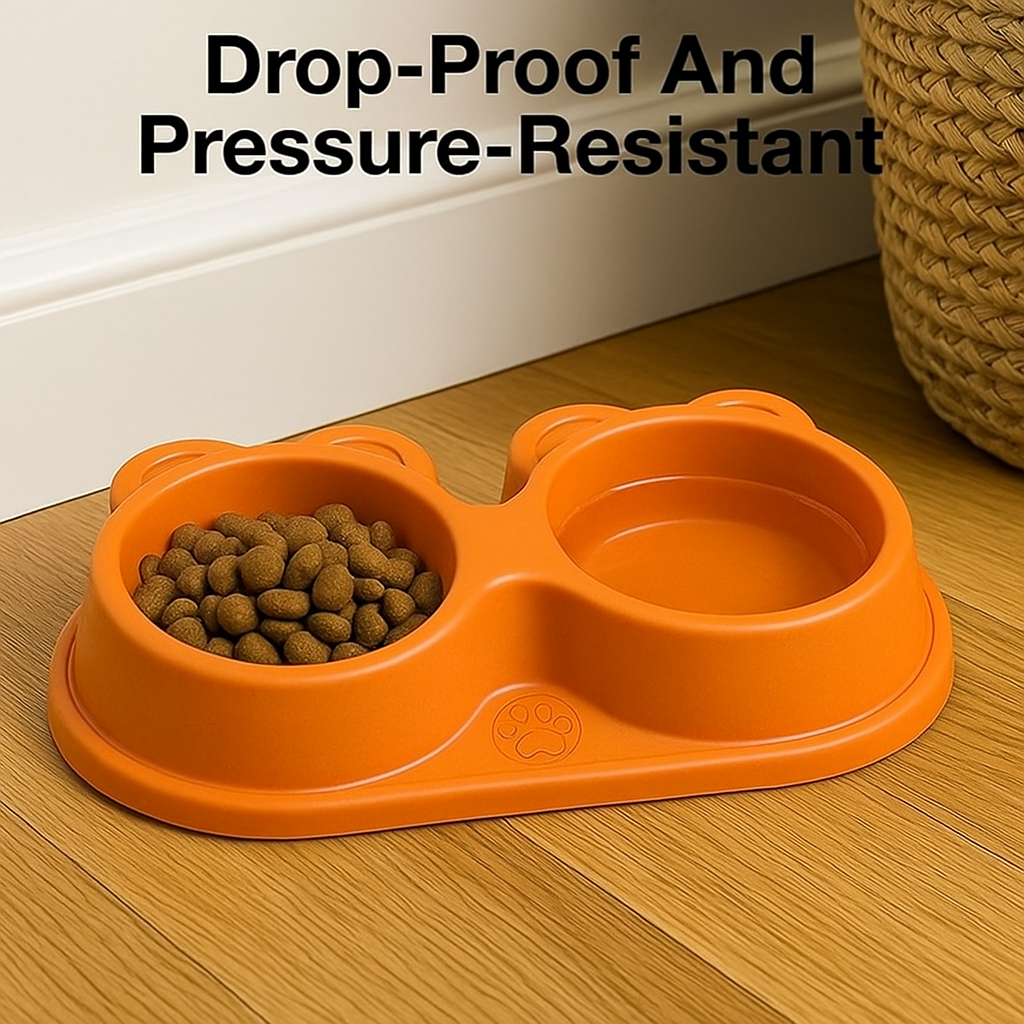 The Pet Factory Bowl 2 in 1 | Teddy Bear Shaped Cute Feeding Bowl | Dog Cat Feeder for Food and Water | Durable Easy to Clean